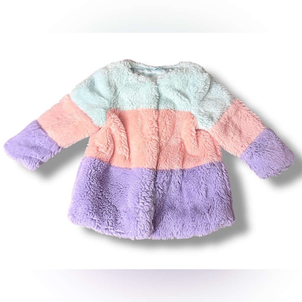 Cat & Jack Pastel Faux Fur Satin Lined Coat for Girls Toddlers 3T Fancy Dress Up